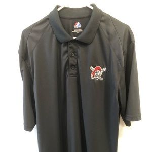 Xl Majestic Black Pittsburgh Pirate polo shirt
